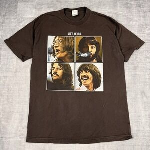 The Beatles Shirt Mens Large Brown Let‎ It Be Vtg Y2K 2004 Band Rock apple Music